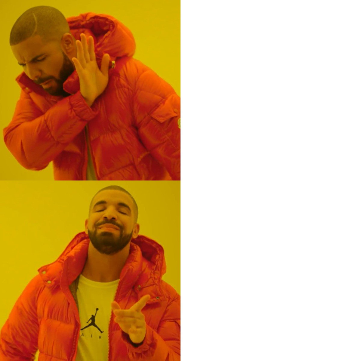 Drake Hotline Bling blank internet meme template