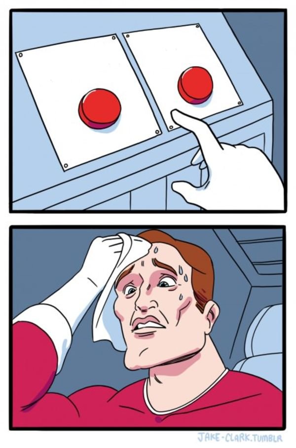 Two Buttons blank internet meme template